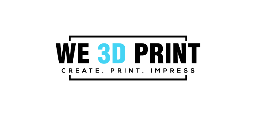 Logo image displaying the words 'We 3D Print' in a bold black font with the word '3D' highlighted in blue